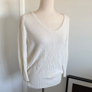 Calvin Klein Ivory Textured V-Neck Sweater